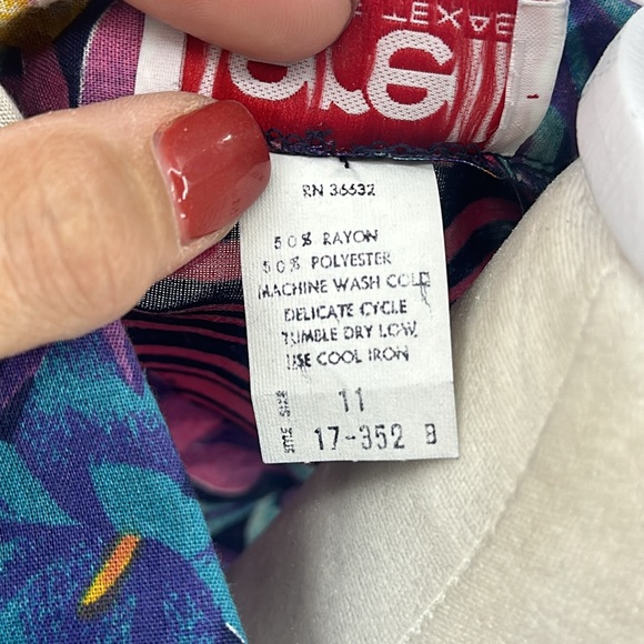 JERELL OF TEXAS Vtg. 80s Button Up Belted Midi Floral Cap Sleeve Dress 11 Navy - Picture 9 of 9